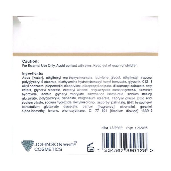 Johnson White Cosmetics Day Care Ingredients