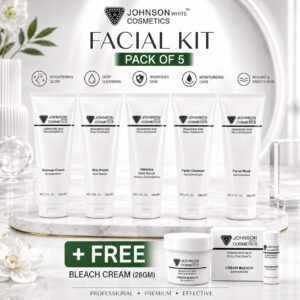 Johnson White Cosmetics Facial Kit (200ml Each) Pack of 5 + FREE Bleach Cream (28gm)