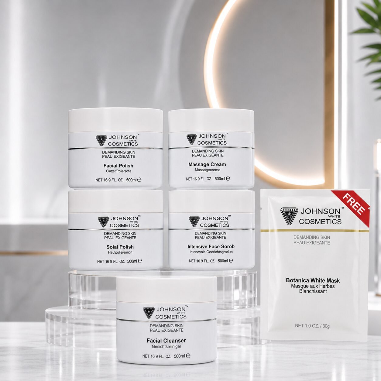 Johnson White Cosmetics Facial Kit (500ml Each) Pack of 5 + FREE Botanica Mask (30gm)