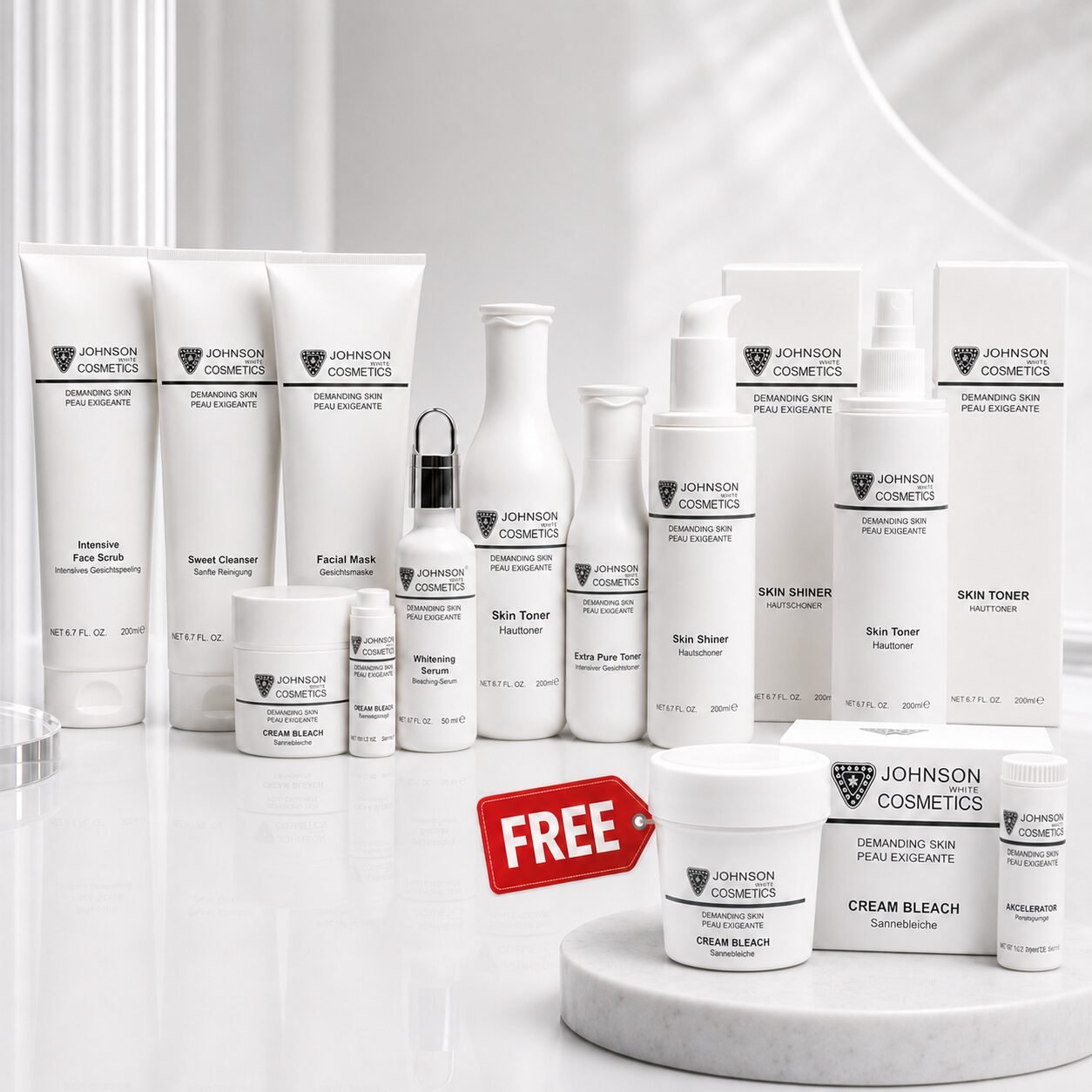 Johnson White Cosmetics Facial Kit (Pack of 9) + FREE Bleach Cream (80gm)