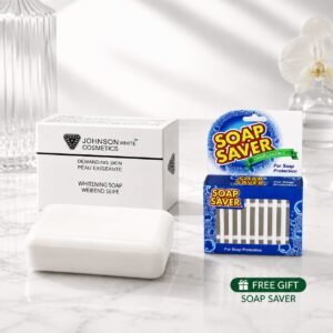 Johnson White Cosmetics Whitening Soap (120gm) + FREE Soap Saver Gift