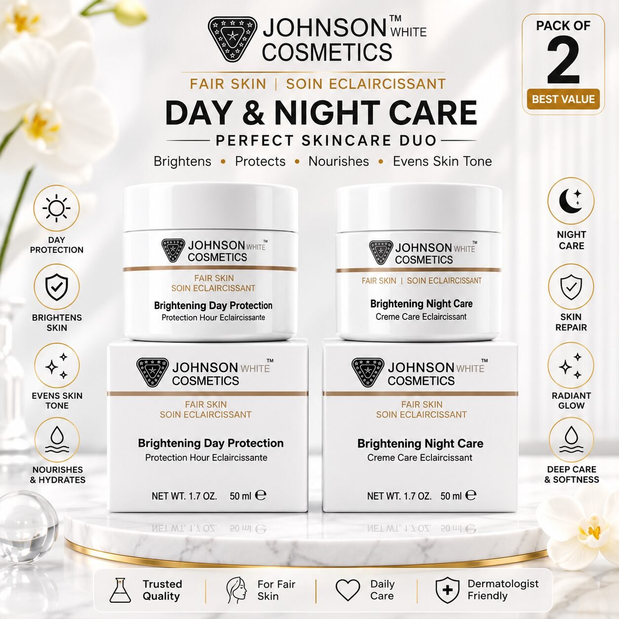 Johnson White Cosmetics Night Care & Day Care (Combo Deal)