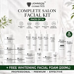 Johnson White Cosmetics Complete Salon Facial Kit (Pack of 14) + FREE Facial Foam (200ml)