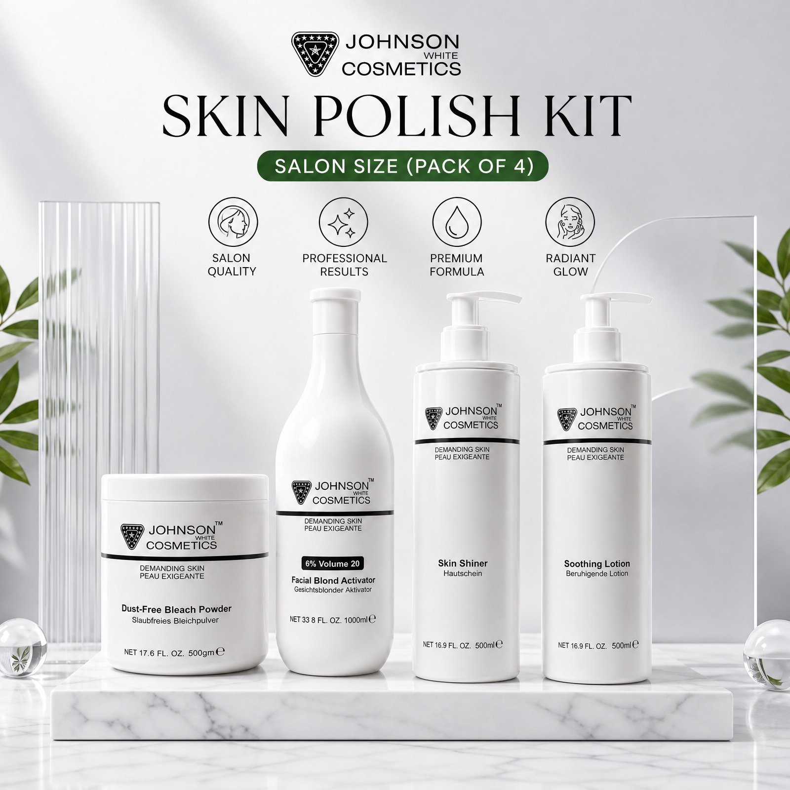 Johnson White Cosmetics Skin Polish Kit Salon Size (Pack of 4)